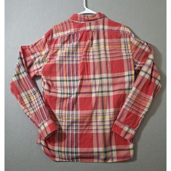 J. Crew Indian Madras Shirt Mens Large Red Plaid Button Up Slim Fit Long Sleeve - Picture 6 of 8